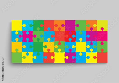 Vector background color piece puzzle frame jigsaw