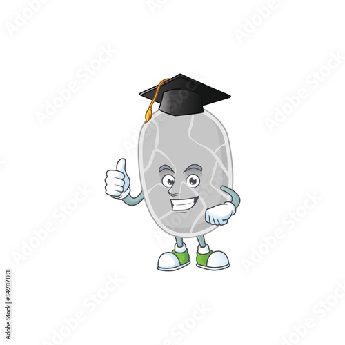 Happy face Mascot design concept of nitrospirae wearing a Graduation hat photo