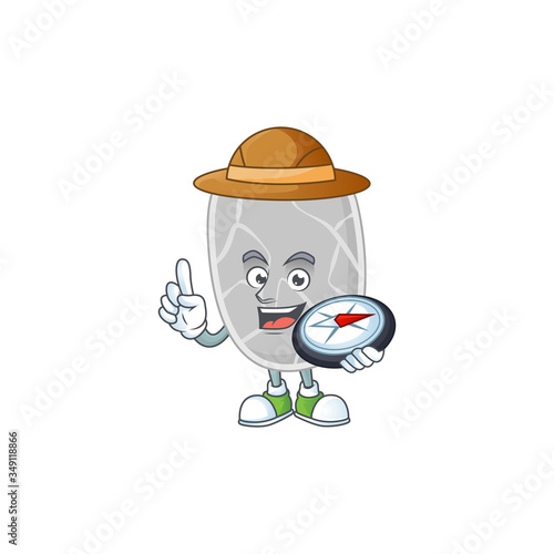 Experience explorer of nitrospirae cartoon character style using compass
