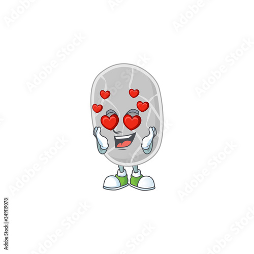 An adorable nitrospirae cartoon mascot style with a falling in love face