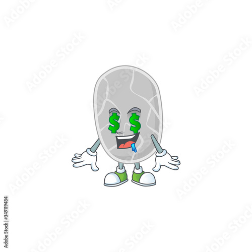 Cute rich nitrospirae mascot character style with money eyes