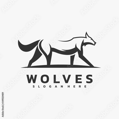 Vector Logo Illustration Wolves Simple Mascot Style