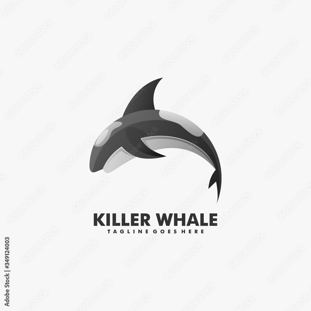 Obraz premium Vector Logo Illustration Shark Gradient Colorful Style