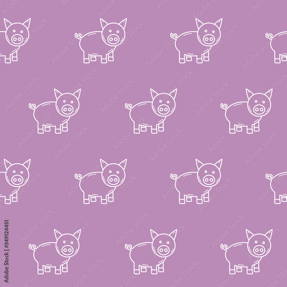 Obraz premium Wrapping paper - Seamless pattern of symbols pig for vector graphic design