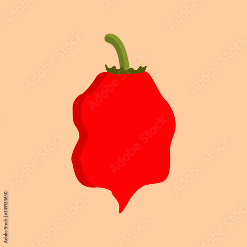 carolina reaper hottest chili pepper flat design. can use for mascot, perfect for logo, web, print illustration, culinary, restaurant, cuisine. 