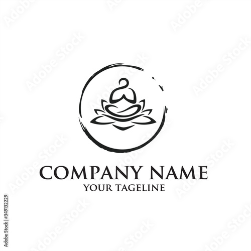 logo design lotus circle for yoga center. Yoga icon