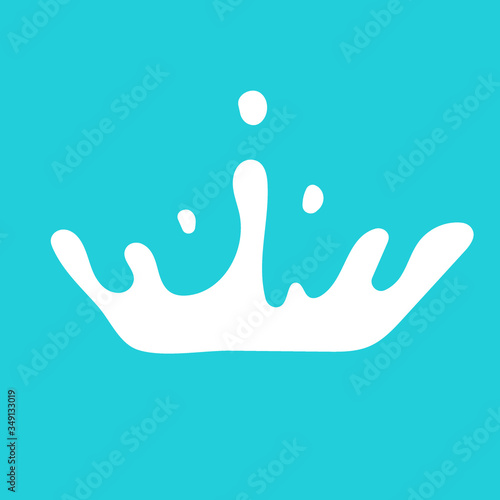 Milk crown badge and dairy labels with splashes and bolts. Milk badge with drop and splash for labels of package.