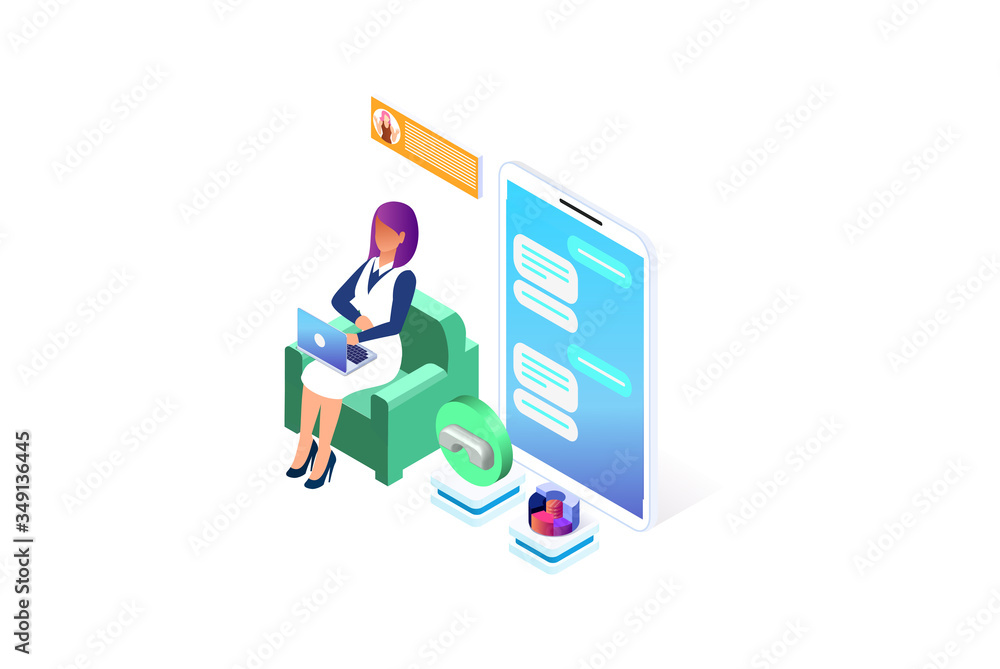 Modern Isometric Customer support concept. Suitable for Diagrams, Infographics, Game Asset, And Other Graphic Related Assets illustration isolated on white background.