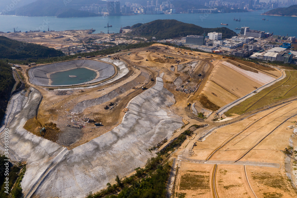 Top view of landfill in Hong Kong