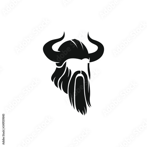 Armor Helmet with beard for viking logo design vector