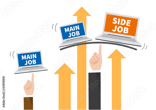 副業で収入アップのイラストイメージ