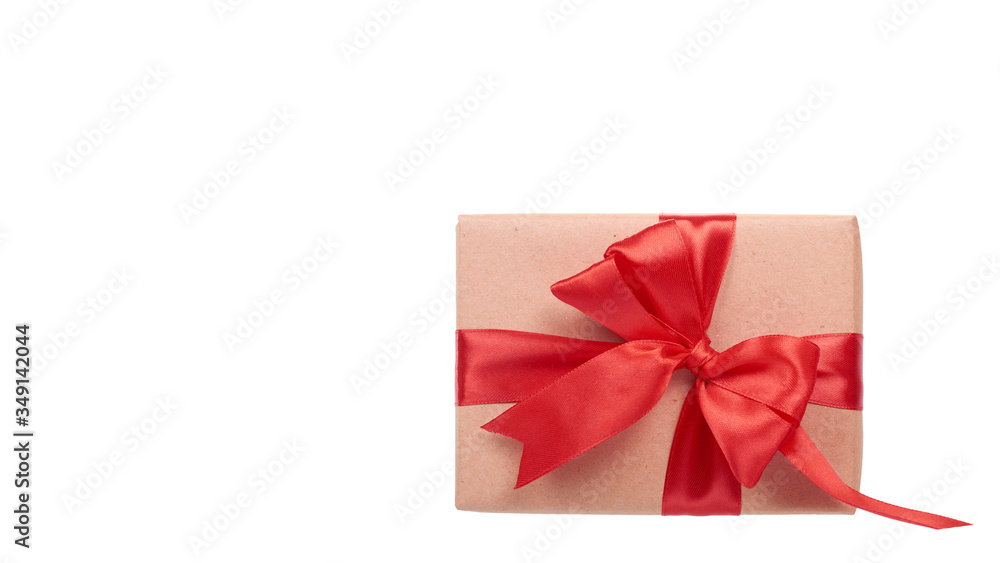Gift box wrapped with brown paper. Isolated. Gift box wrapped with brown paper. Isolated.