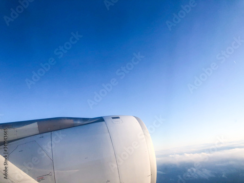 Blue sky with a engine taken on a plane