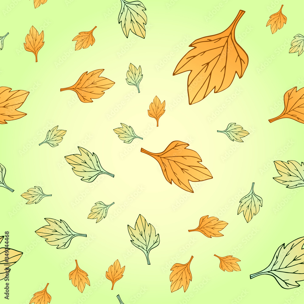 Obraz premium Seamless pattern with colorful decorative autumn leaves.
