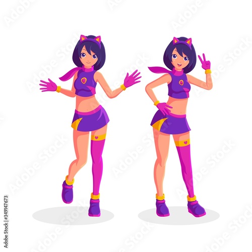 Girl wearing cat costume cosplay halloween cartoon character