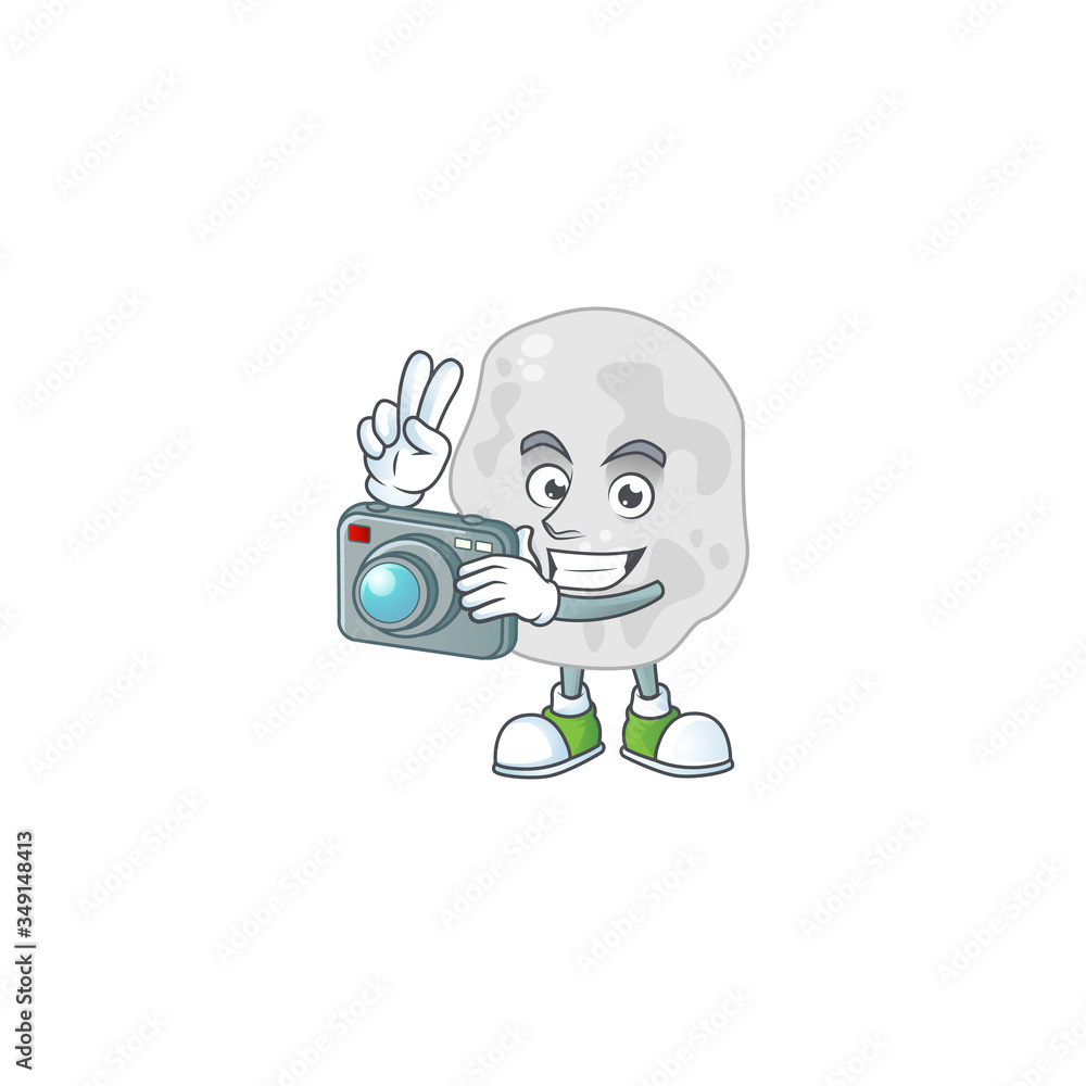 Planctomycetes photographer mascot design taking a picture with a camera Planctomycetes photographer mascot design taking a picture with a camera