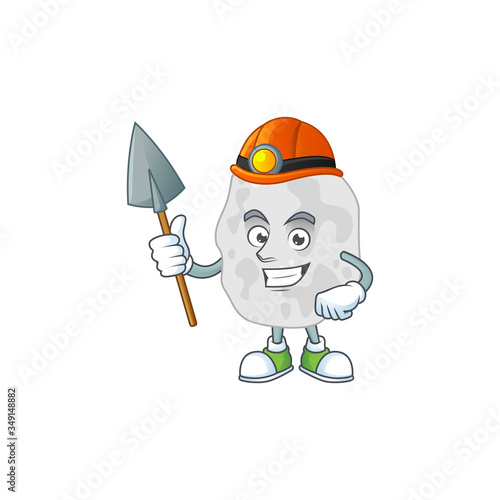 Planctomycetes as a miner cartoon character design