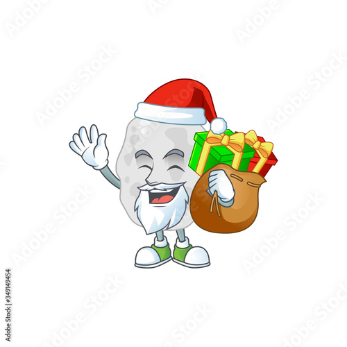 Santa planctomycetes Cartoon drawing design with sacks of gifts