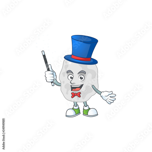 Talented planctomycetes Magician cartoon mascot design style