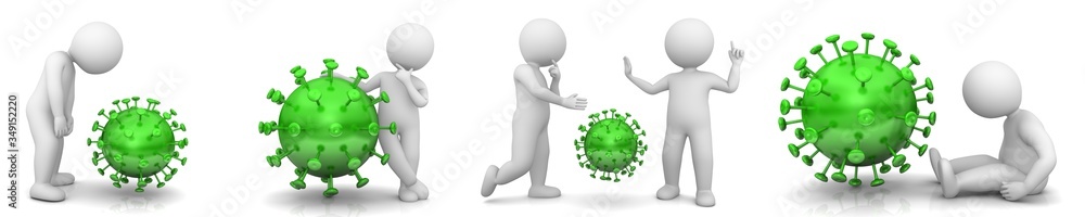 Coronavirus Covid-19 Corona virus Covid19 green sign symbol icon pandemic disease infection crisis pox ebola polio measles tuberculosis flu sars molecule bacterium with white people persons men 3D Coronavirus Covid-19 Corona virus Covid19 green sign symbol icon pandemic disease infection crisis pox ebola polio measles tuberculosis flu sars molecule bacterium with white people persons men 3D