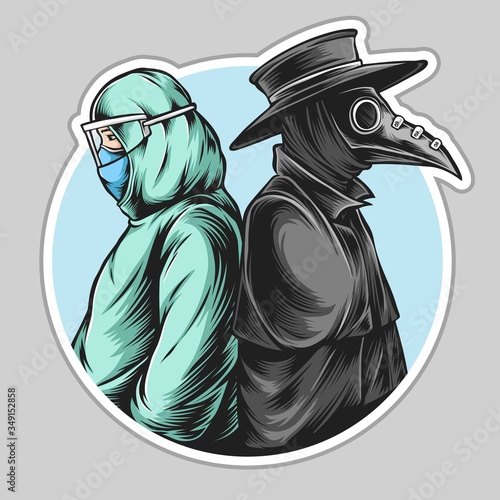 doctor plague and modern doctor vector