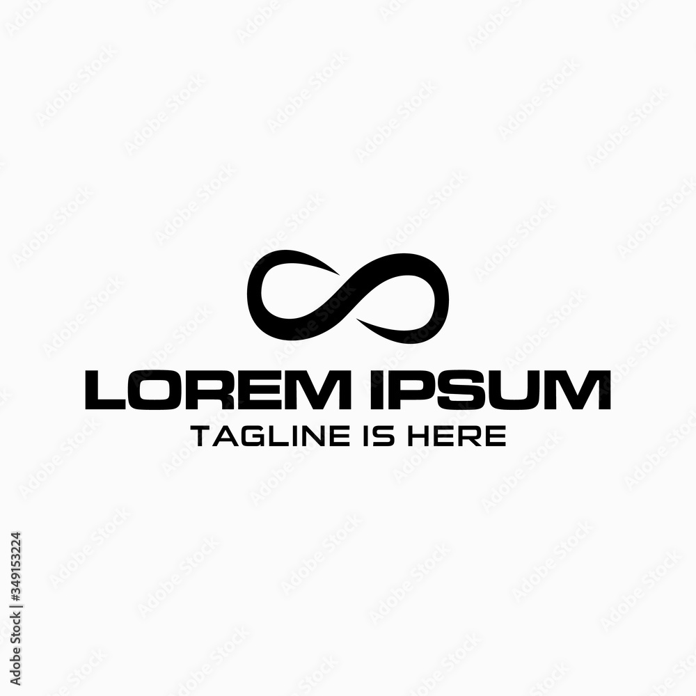 The infinite symbol logo design is black. The infinite symbol logo design is black.