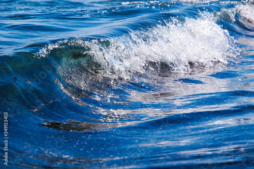 transparent clear sea water, close up photo of wave