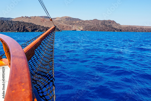 Boat sea trip. Santorini, Cyclades, Greece.