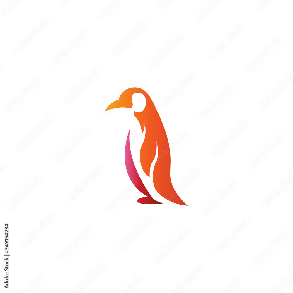 Fototapeta premium simple penguin logo vector coloring