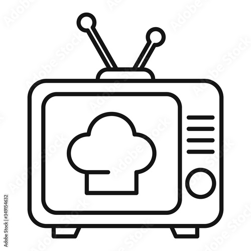 Tv cooking show icon. Outline tv cooking show vector icon for web design isolated on white background