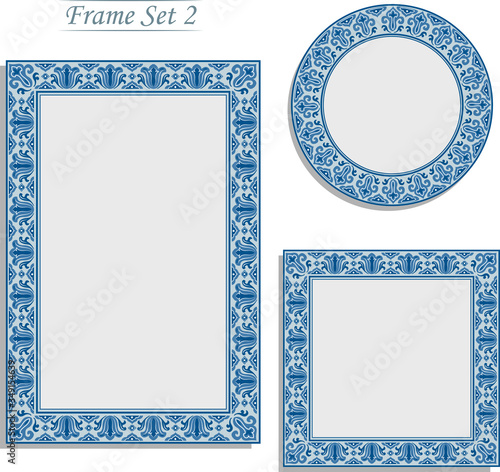 Photography Porcelain Picture Frame in Oriental Asian vintage art design .