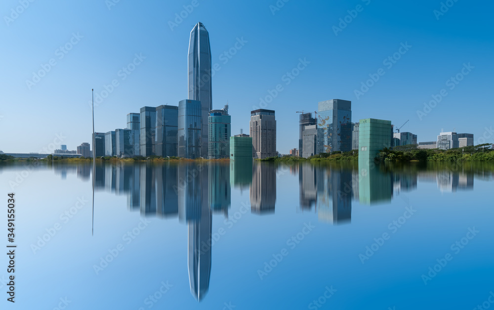 Skyline of urban architecture in Shenzhen, China..