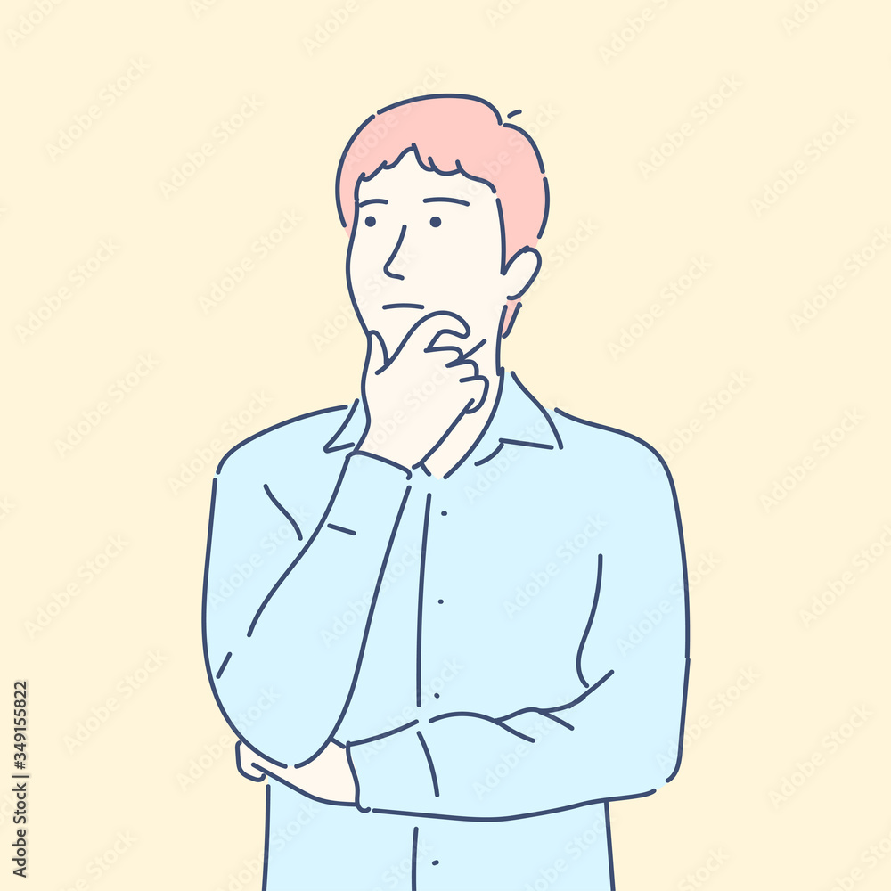 Men have questions. Flat cartoon vector illustration in a modern concept. Men have questions. Flat cartoon vector illustration in a modern concept.