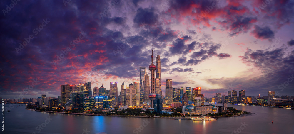 China financial district skyline on the Huangpu River