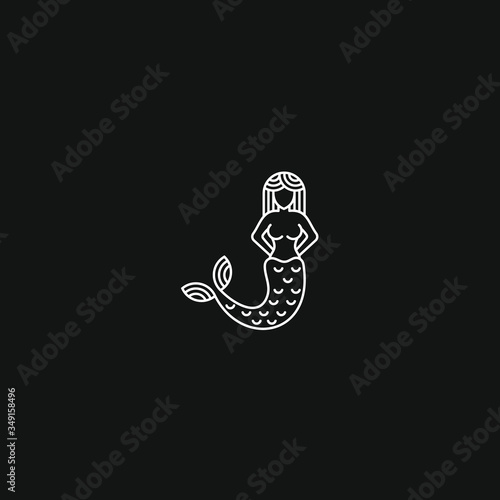 mermaid logo design vector silhouette illustration