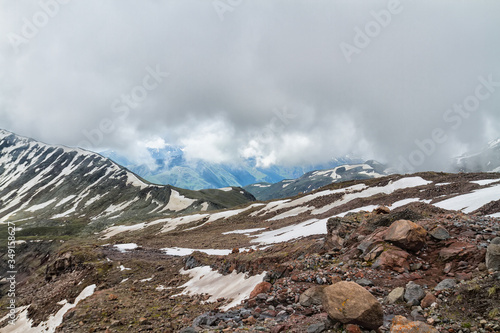 Caucasus Mountains near Kasbegi, Georgia photo