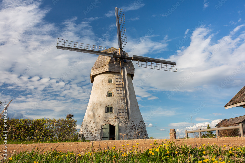 Cit Araisi, Latvia. Old historic  windmill and nature.