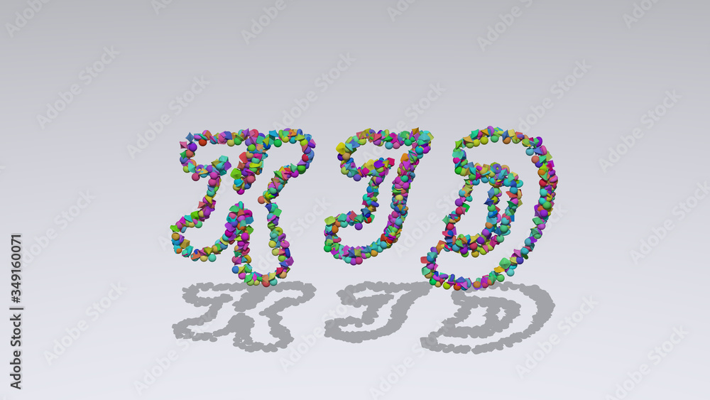 Colorful 3D writting of kid text with small objects over a white background and matching shadow Colorful 3D writting of kid text with small objects over a white background and matching shadow