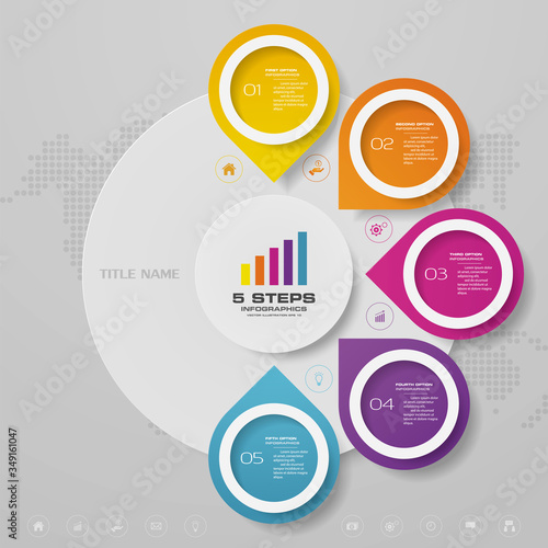 5 steps infographics chart design element. For data presentation.