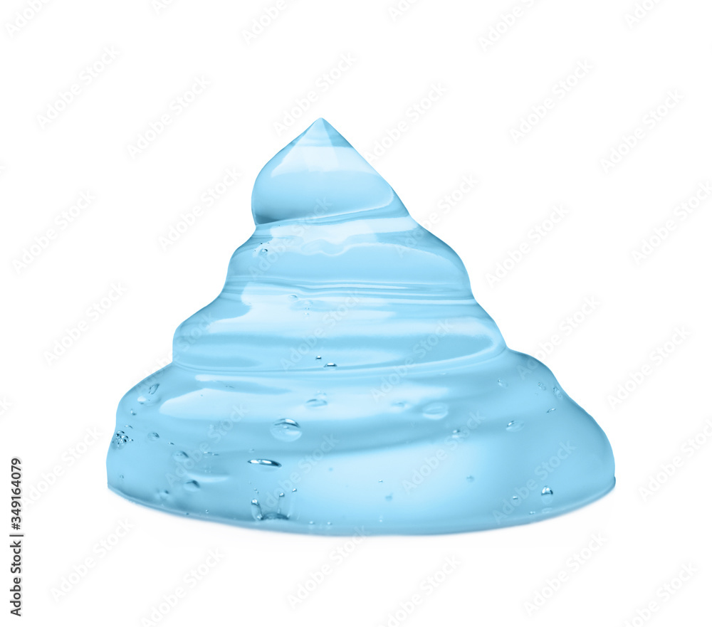 Sample of transparent cosmetic gel on white background