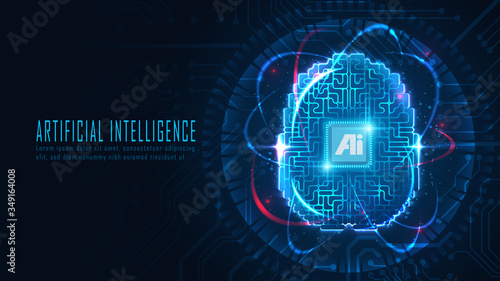 Futuristic Ai brain concept suitable for future technology artwork 