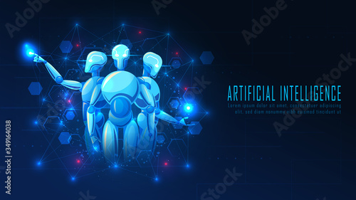 Futuristic Ai robot concept with virtual knowledge suitable for future technology artwork 