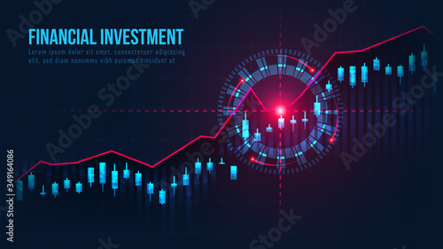 Stock market or forex trading graph with buy target signal suitable for financial investment or Economic trends business idea and all art work design. Abstract finance background. Vector illustration