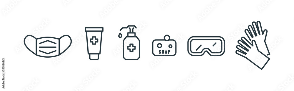 Personal protection equipment icons. Vector icon Personal protection equipment icons. Vector icon
