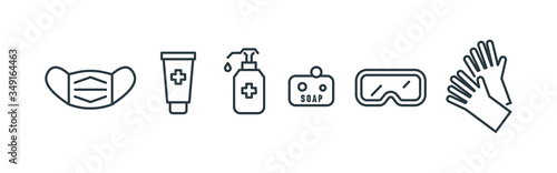 Personal protection equipment icons. Vector icon