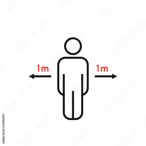1m social distancing for print floor. Vector