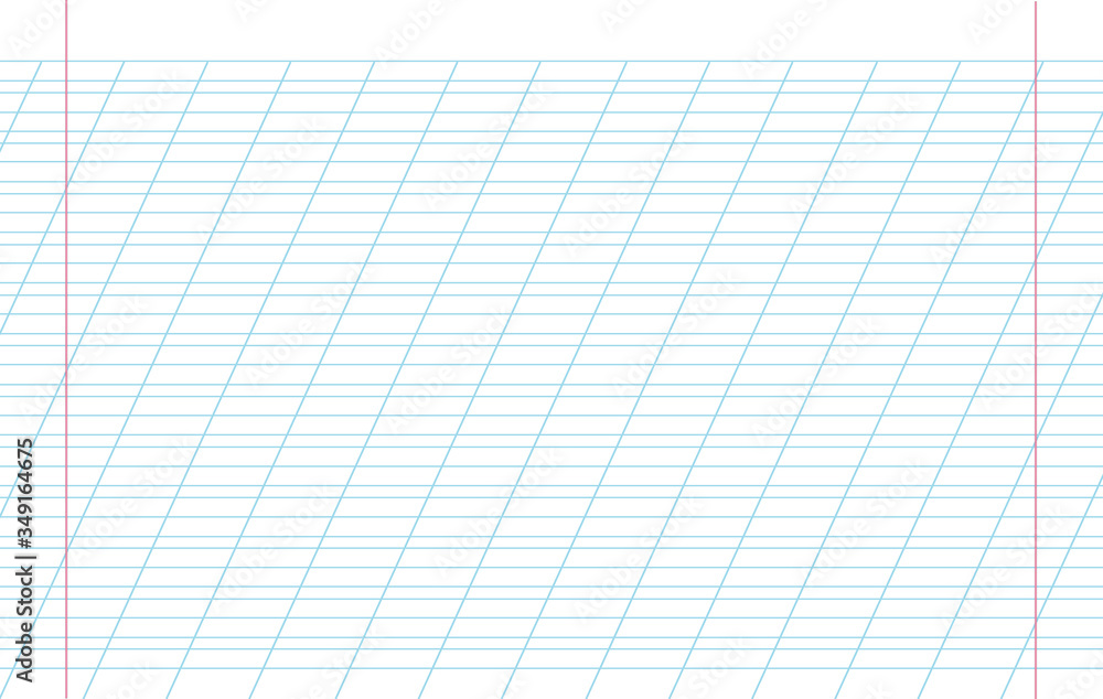 A sheet of school notebook in a ruler with a slanting line. School concept. Illustration. A sheet of school notebook in a ruler with a slanting line. School concept. Illustration.
