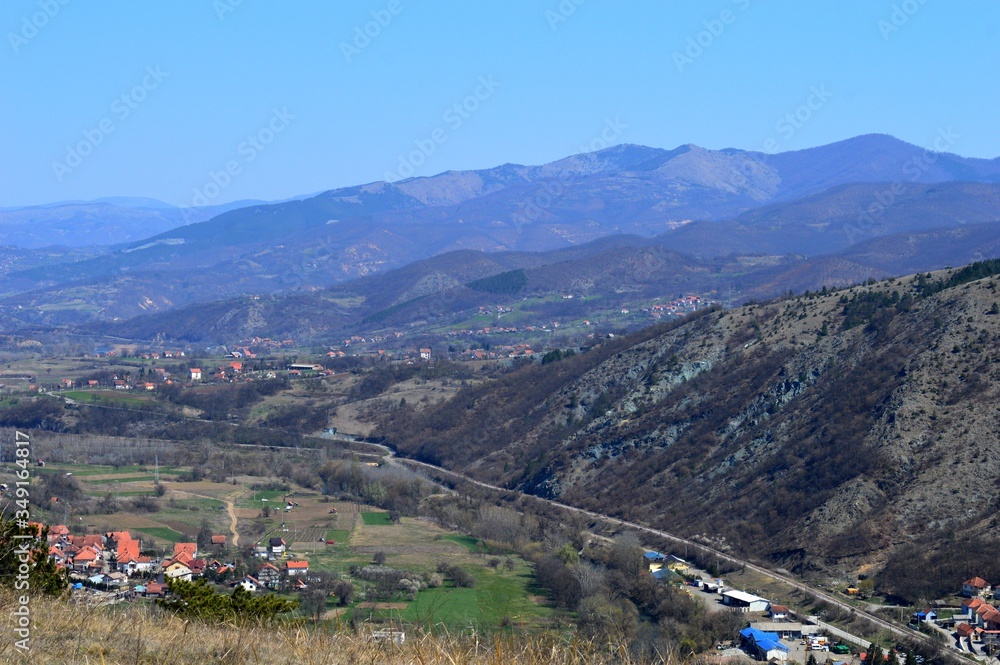landscape of settlements with houses