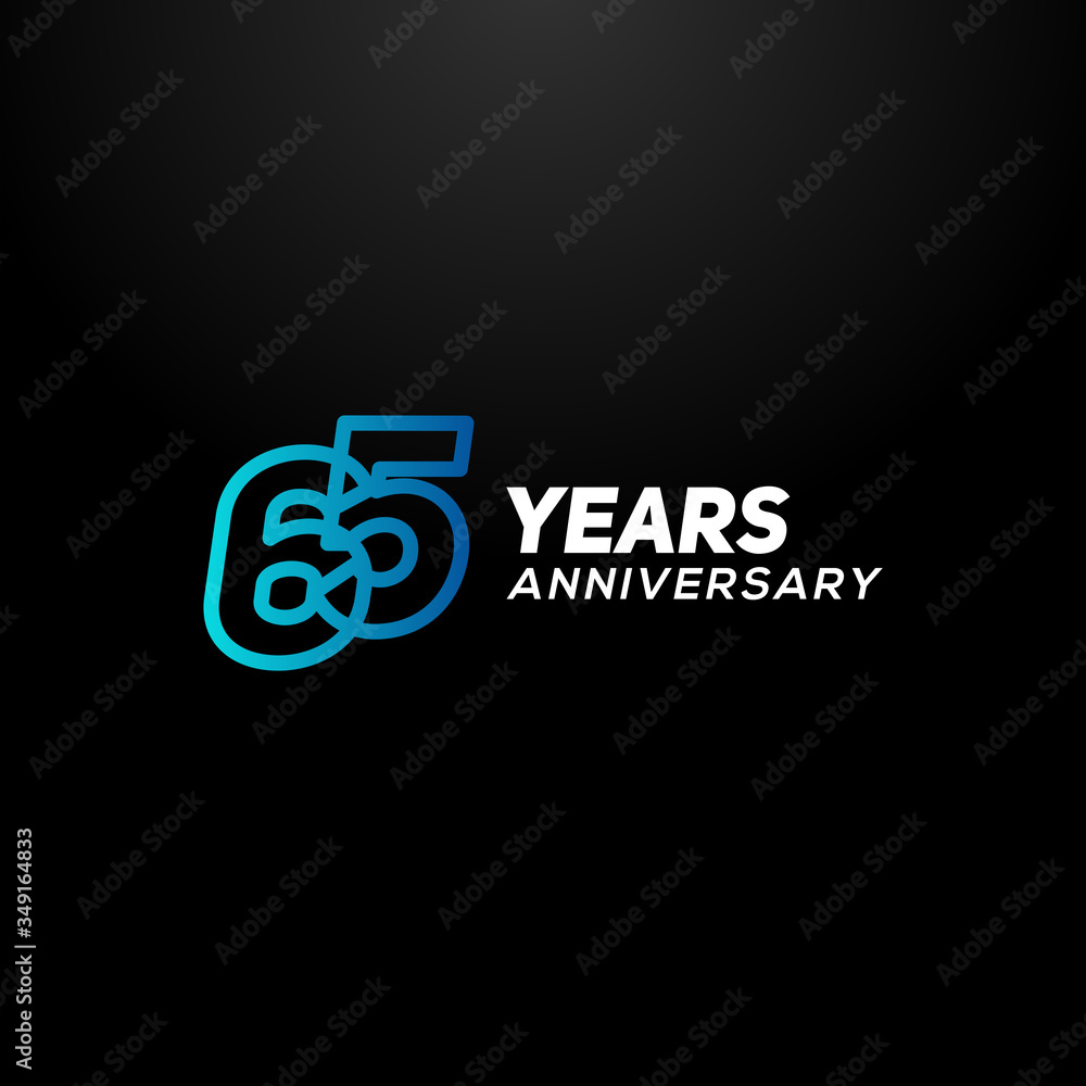 65 Years Anniversary Gradient Number Vector Design 65 Years Anniversary Gradient Number Vector Design