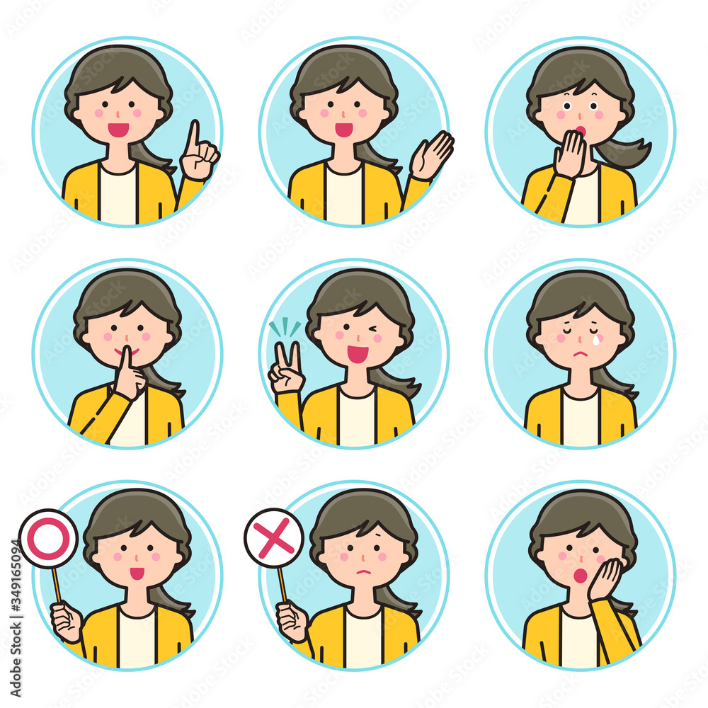 Female teacher expression Circle icon variation 2 Female teacher expression Circle icon variation 2